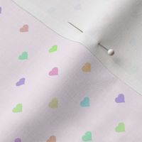 tiny pastel rainbow hearts on pink- adorable kawaii heart pattern