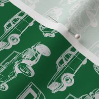 Vintage Cars Mixed Grey On Green