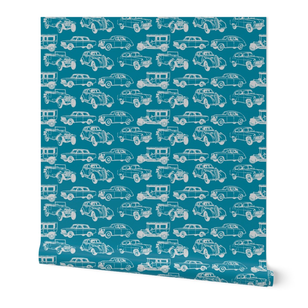 VintageCarsMixedGreyonTeal