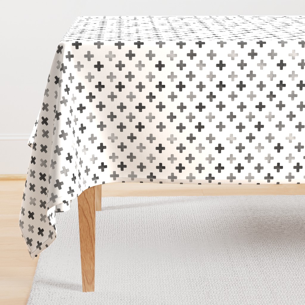 Swiss Cross Pattern - Grey on white