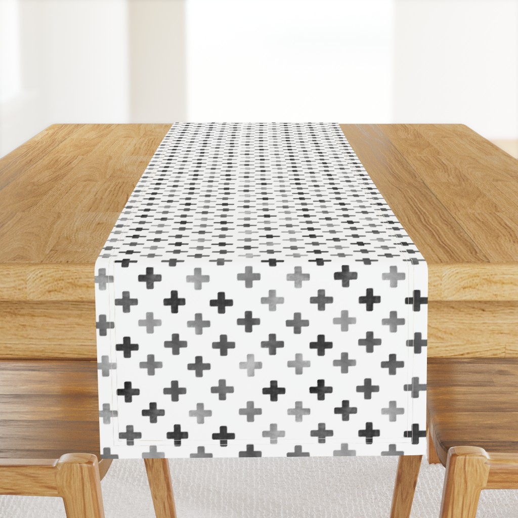 Swiss Cross Pattern - Grey on white