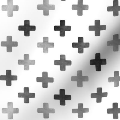 Swiss Cross Pattern - Grey on white