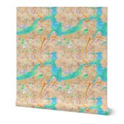 Boston watercolor map fabric