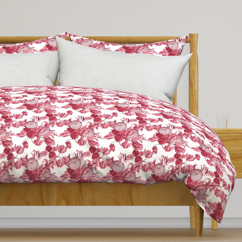 Mid Century Floral ~ Claret