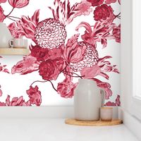 Mid Century Floral ~ Claret