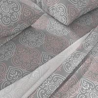 Linen Luxe ~ Lace Medallion ~ Dauphine and White on Pewter