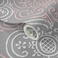 Linen Luxe ~ Lace Medallion ~ Dauphine and White on Pewter