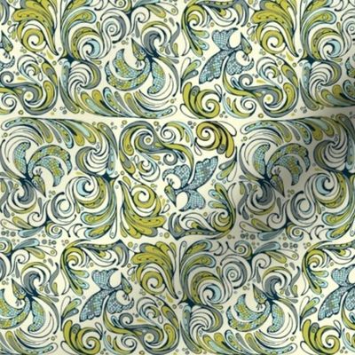 swirly birds olive