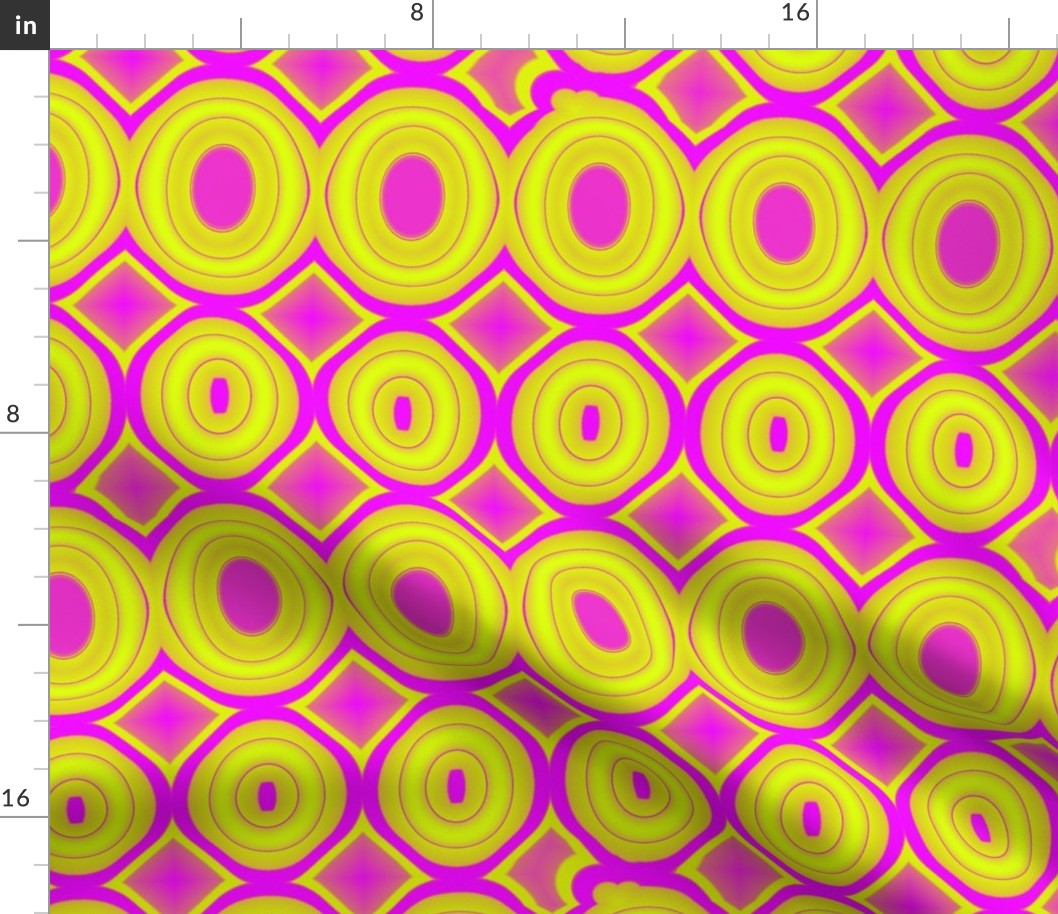 Large Scale Hot Pink and Chartreuse Ovals_21x18