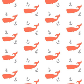 Coral Whales with Grey Anchors