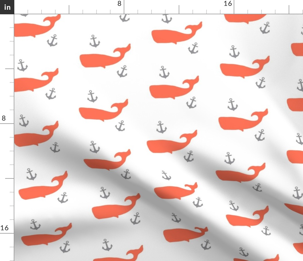 Coral Whales with Grey Anchors