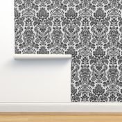 Balmoral Damask ~ Linen Luxe ~ White on Black