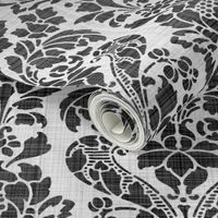 Balmoral Damask ~ Linen Luxe ~ White on Black