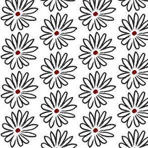 All Red Centered Hand Drawn Daisies Small © ButterBoo Designs 2010