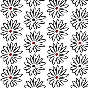 Black, White and Red Hand Drawn Daisies Small © ButterBoo Designs 2010