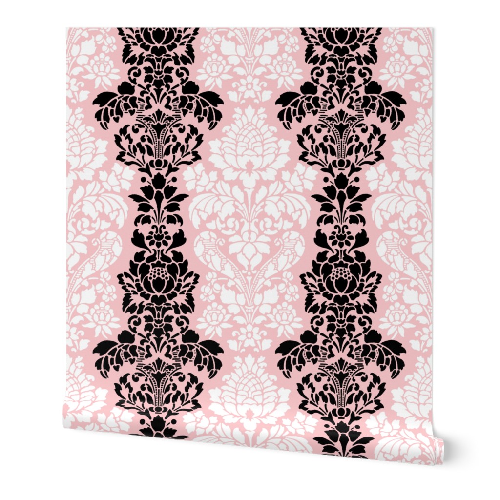 Balmoral Damask ~ Black and White on Dauphine 