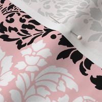 Balmoral Damask ~ Black and White on Dauphine 