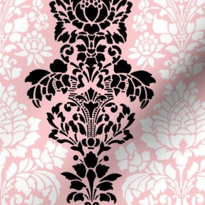 Balmoral Damask ~ Black and White on Dauphine 