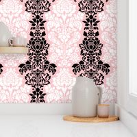 Balmoral Damask ~ Black and White on Dauphine 