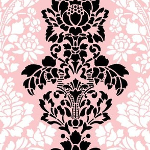 Balmoral Damask ~ Black and White on Dauphine 