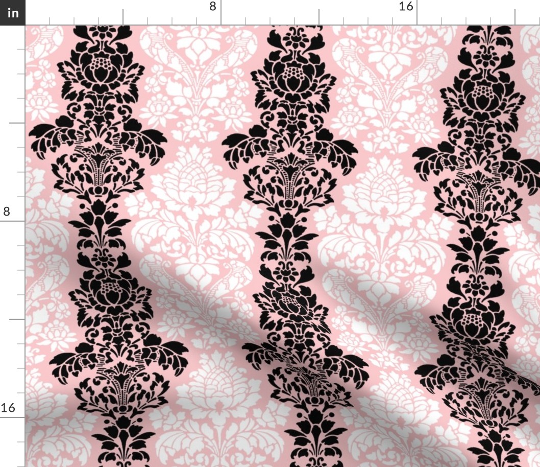 Balmoral Damask ~ Black and White on Dauphine 