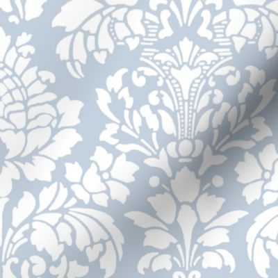 Balmoral Damask ~ White on Versailles Fog
