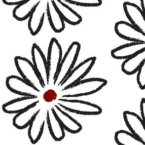 Black, White and Red Hand Drawn Daisies Large © ButterBoo Designs 2010