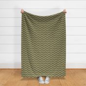Large Chevron in Moss on Linen
