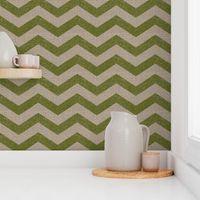 Large Chevron in Moss on Linen