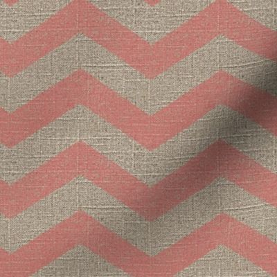 Large Chevron in Pink on Linen