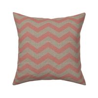 Large Chevron in Pink on Linen