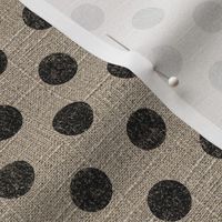 Large Dots in Black on Linen