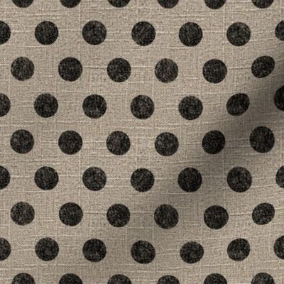 Large Dots in Black on Linen