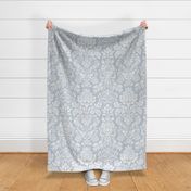 Balmoral Damask ~ Linen Luxe ~ Large Scale ~ White on Versailles Fog 