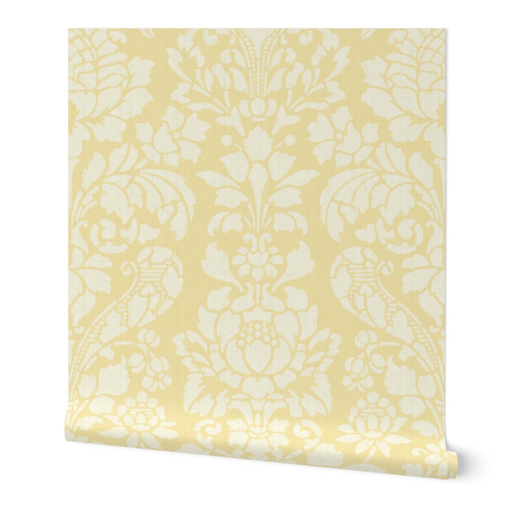 Balmoral Damask ~ Linen Luxe ~ White on Trianon Cream