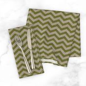 Chevron in Moss on Linen