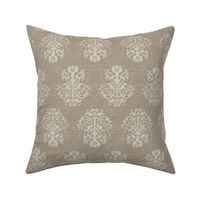 Damask in Cream on Linen