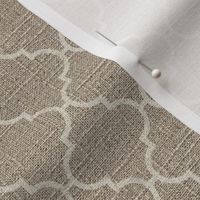 Moroccan Tile in Cream on Linen