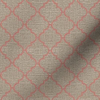 Moroccan Tile in Pink on Linen