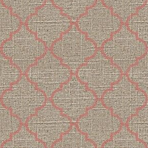 Moroccan Tile in Pink on Linen