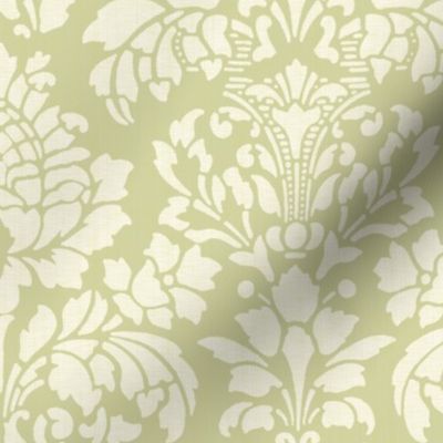 Balmoral Damask ~ Linen Luxe ~ White on Sylvan 