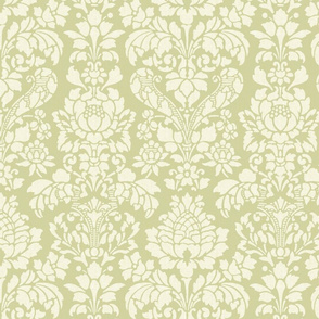 Balmoral Damask ~ Linen Luxe ~ White on Sylvan 