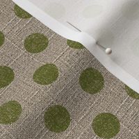 Large Dots in Moss on Linen