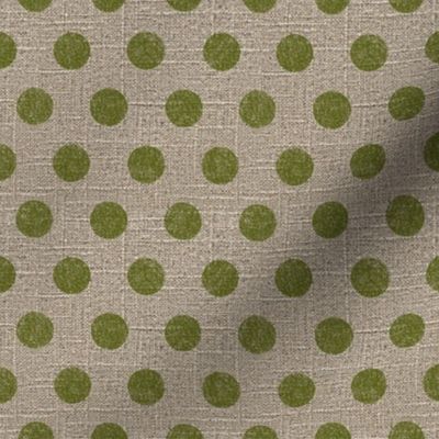 Large Dots in Moss on Linen