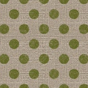 Large Dots in Moss on Linen