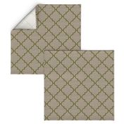 Large Moroccan Tile in Moss on Linen