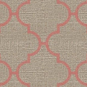 Large Moroccan Tile in Pink on Linen