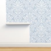 Windsor Damask ~ White on Versailles Fog