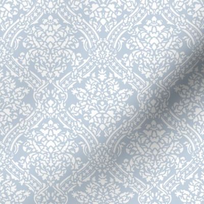 Windsor Damask ~ White on Versailles Fog