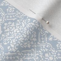 Windsor Damask ~ White on Versailles Fog